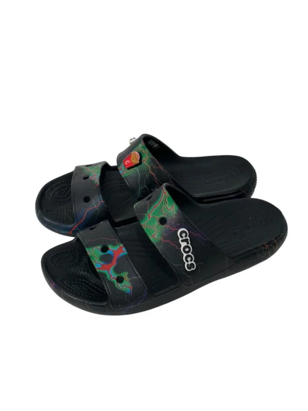 Crocs Mens SZ 7 Women SZ 9 Multicolor Double Strap Slide Sandals Unisex